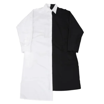 BLACK Scandal Yohji Yamamoto Two-tone Collar Detachable Asymmetrical Shirt