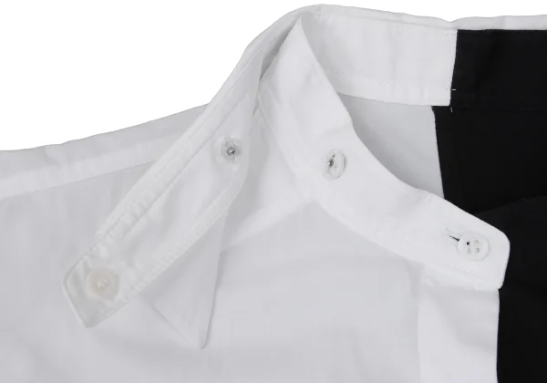 BLACK Scandal Yohji Yamamoto Two-tone Collar Detachable Asymmetrical Shirt K-169509_006