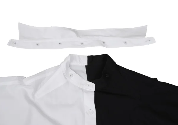 BLACK Scandal Yohji Yamamoto Two-tone Collar Detachable Asymmetrical Shirt K-169509_007