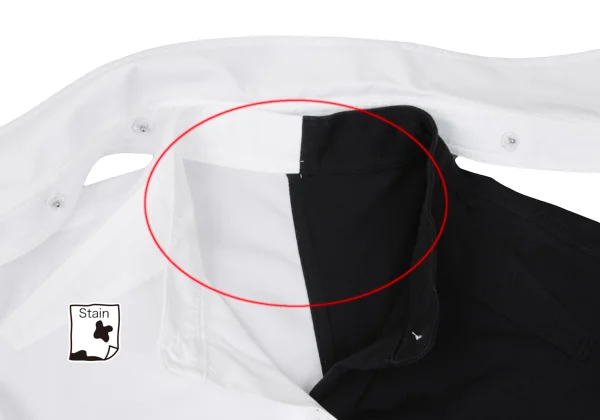 BLACK Scandal Yohji Yamamoto Two-tone Collar Detachable Asymmetrical Shirt K-169509_008