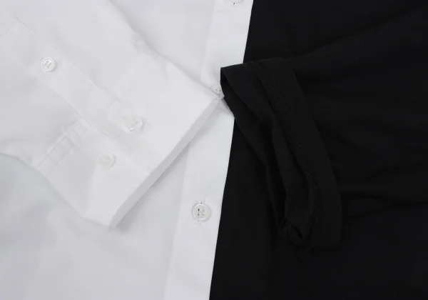 BLACK Scandal Yohji Yamamoto Two-tone Collar Detachable Asymmetrical Shirt K-169509_011