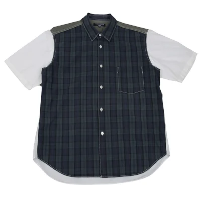 COMME des GARCONS HOMME Cotton Front Check Panel Short-sleeved Shirt