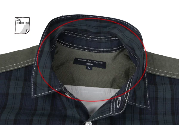 COMME des GARCONS HOMME Cotton Front Check Panel Short-sleeved Shirt K-169511_006