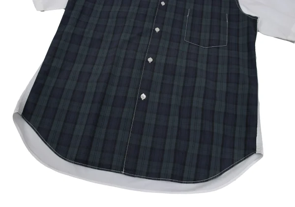 COMME des GARCONS HOMME Cotton Front Check Panel Short-sleeved Shirt K-169511_010