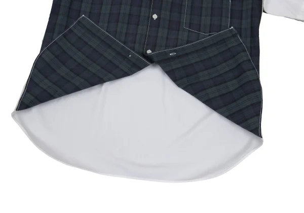 COMME des GARCONS HOMME Cotton Front Check Panel Short-sleeved Shirt K-169511_011