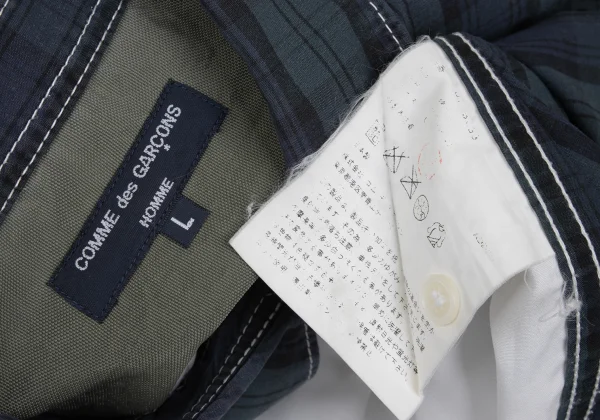 COMME des GARCONS HOMME Cotton Front Check Panel Short-sleeved Shirt K-169511_020