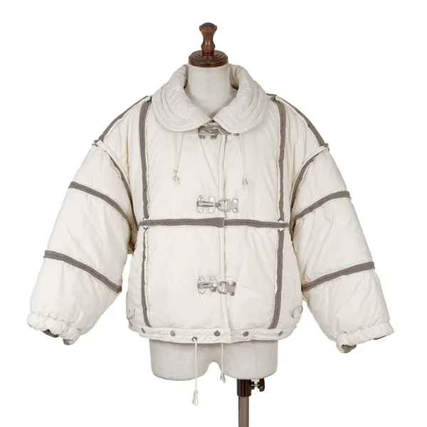 ISSEY SPORT Cotton Reversible Padding Fireman's jacket Ivory,Grey S-M K-169512_001
