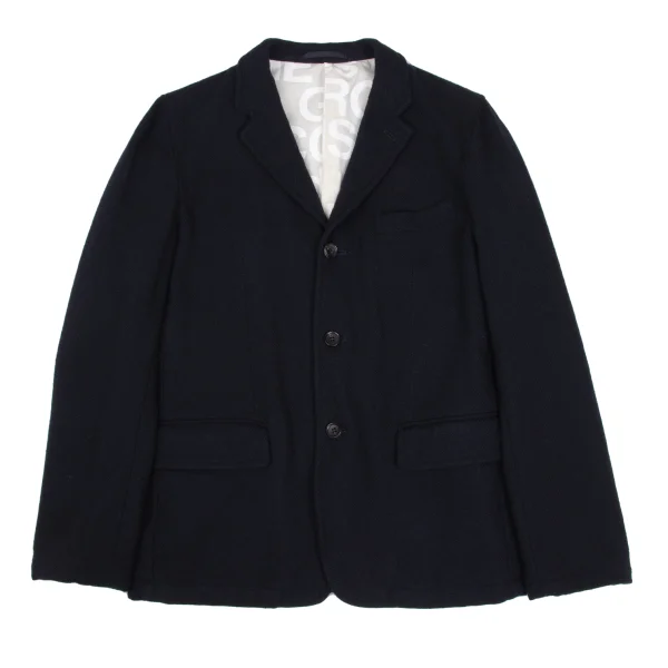 COMME des GARCONS HOMME Wool Blend Logo Lining Jacket Navy S K-169520_001