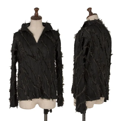 PLEATS PLEASE Fringe Line V Neck Top