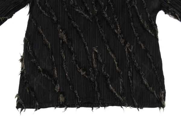 PLEATS PLEASE Fringe Line V Neck Top K-169530_009