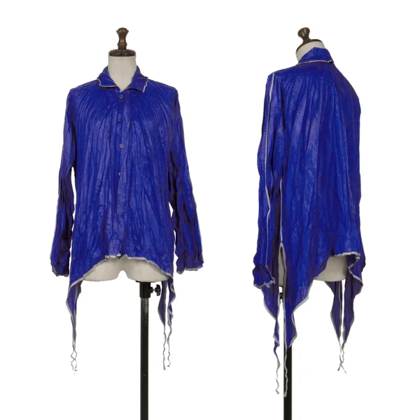 PLEATS PLEASE Piping Design Wrinkle Pleated Shirt Blue 3 K-169532_001
