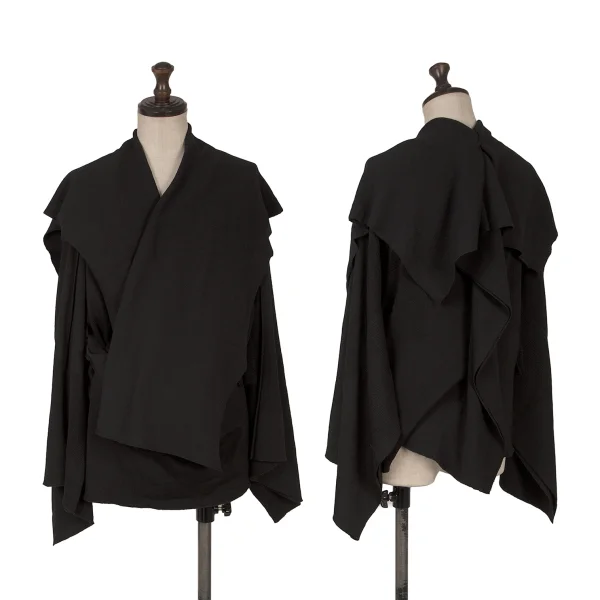 ISSEY MIYAKE A-POC Wool Nylon Mesh Drape Cardigan Black 2 K-169533_001