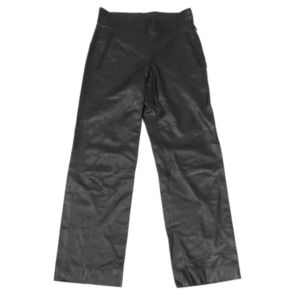 GUCCI Leather Straight Pants Black 38 K-169540_001
