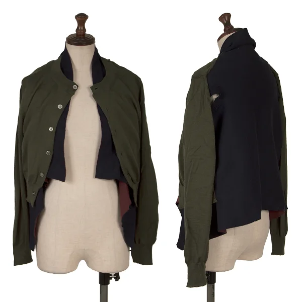 COMME des GARCONS Docking Wool Knit Cardigan Navy,Khaki S K-169553_001