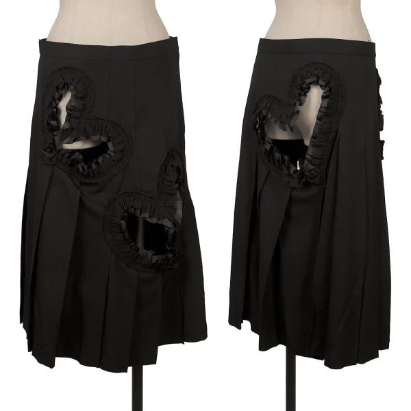 COMME des GARCONS Heart Frill Cutting Wool Gabardine Skirt Black M K-169557_001