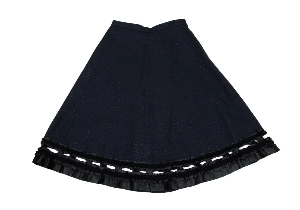 COMME des GARCONS Hem Ruffle Switching Glitter Check Skirt K-169558_002