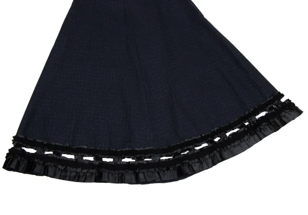 COMME des GARCONS Hem Ruffle Switching Glitter Check Skirt K-169558_007