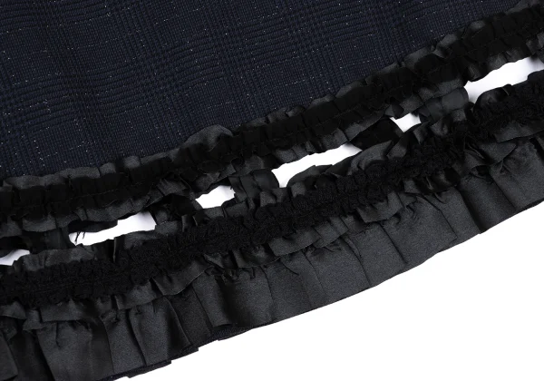 COMME des GARCONS Hem Ruffle Switching Glitter Check Skirt K-169558_008