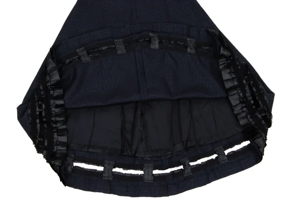 COMME des GARCONS Hem Ruffle Switching Glitter Check Skirt K-169558_009