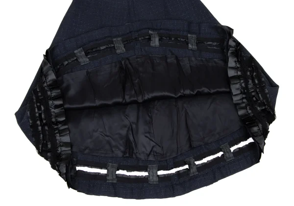 COMME des GARCONS Hem Ruffle Switching Glitter Check Skirt K-169558_010