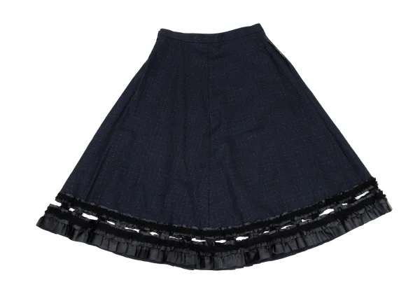 COMME des GARCONS Hem Ruffle Switching Glitter Check Skirt K-169558_011