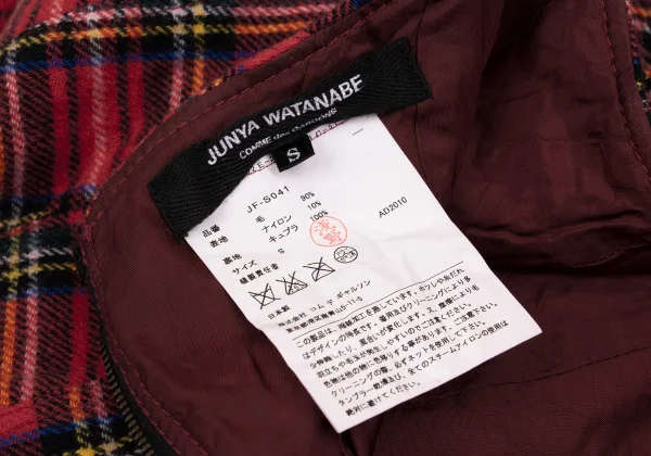 JUNYA WATANABE COMME des GARCONS Patchwork Checkered Fulling Wool Skirt K-169563_013
