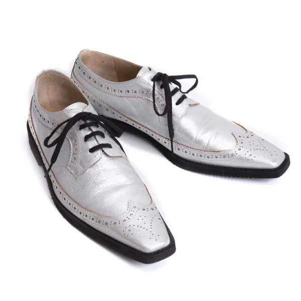 COMME des GARCONS Metallic Leather Wingtip Shoes Silver 24.5(About US 7.5) K-169568_001