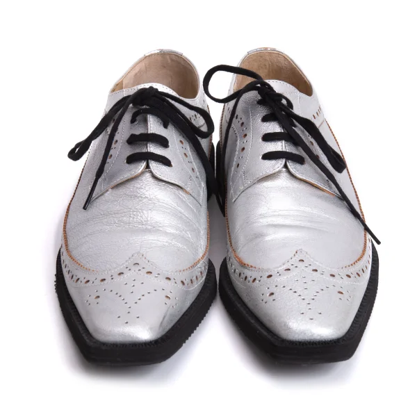 COMME des GARCONS Metallic Leather Wingtip Shoes K-169568_002