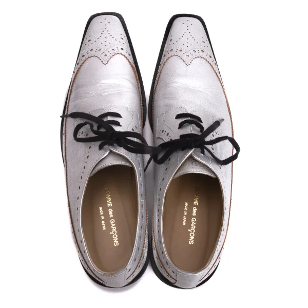 COMME des GARCONS Metallic Leather Wingtip Shoes K-169568_009