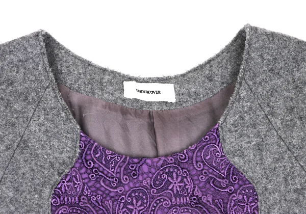 UNDERCOVER Decolletage Embroidery Short-sleeved Dress K-169576_004