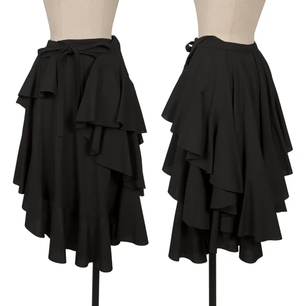 JUNYA WATANABE COMME des GARCONS Poly Wool Frill Wrap Skirt Black XS K-169581_001