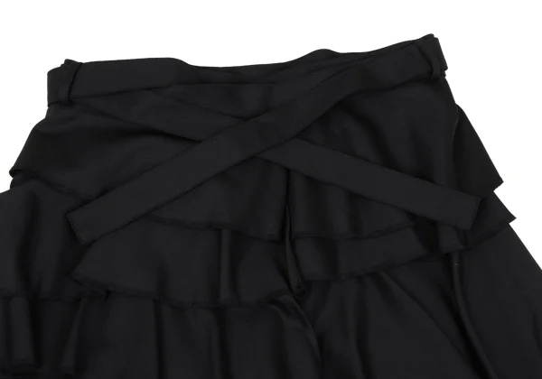 BLACK COMME des GARCONS Wool Gabardine Belted Tiered Skirt K-169582_003