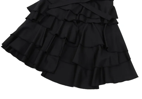 BLACK COMME des GARCONS Wool Gabardine Belted Tiered Skirt K-169582_005