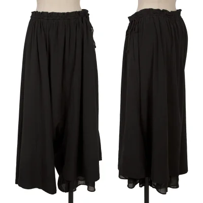 Y's Layered Design Asymmetrical Wide Dropped Crotch Pants