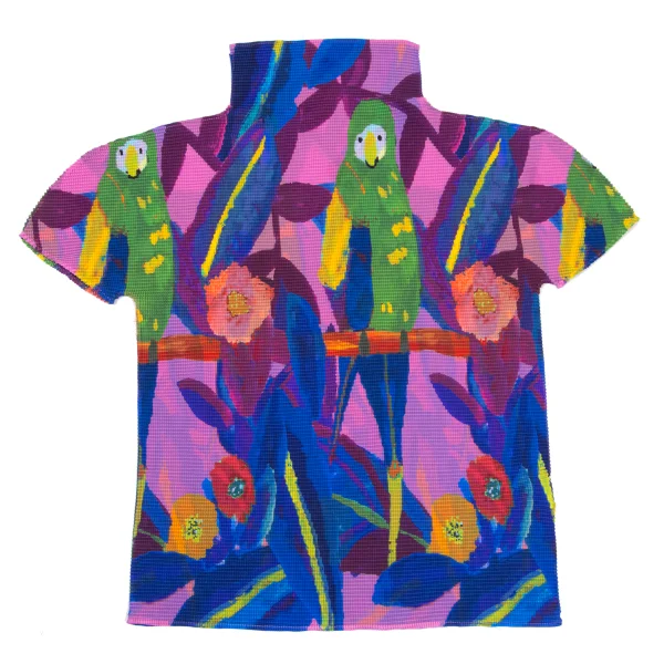 ISSEY MIYAKE me PARAKEET Graphic Print Stretch Pleats T-shirt K-169588_002