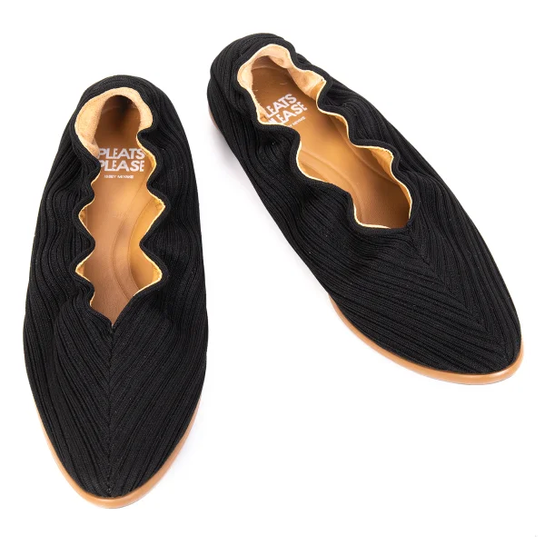 PLEATS PLEASE Pleated Flat Shoes Black 24 (US About 7) K-169590_001