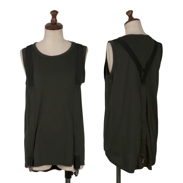 LIMI feu Suspender Gathered Design Tank Top Khaki 2 K-169593_001
