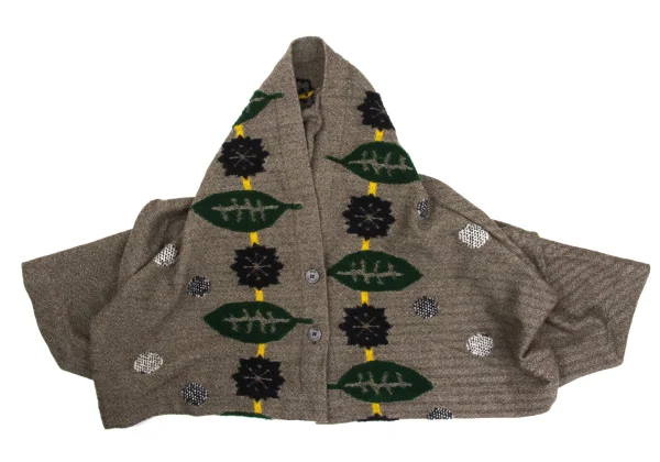 ISSEY MIYAKE me Dot Leaf Embroidery Herringbone Cardigan K-169599_002