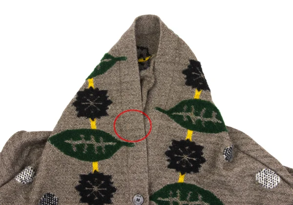 ISSEY MIYAKE me Dot Leaf Embroidery Herringbone Cardigan K-169599_003