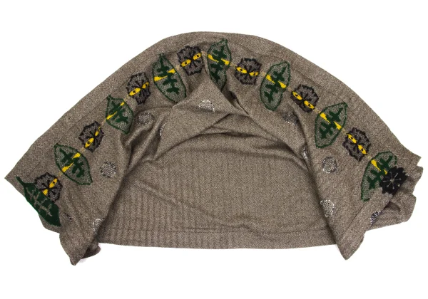 ISSEY MIYAKE me Dot Leaf Embroidery Herringbone Cardigan K-169599_010