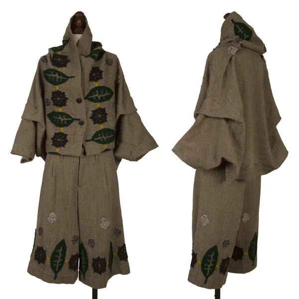 ISSEY MIYAKE me Dot Leaf Embroidery Herringbone Cardigan K-169599_014