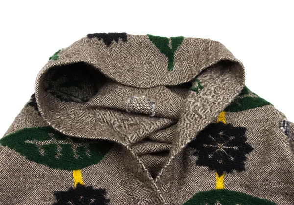 ISSEY MIYAKE me Dot Leaf Embroidery Herringbone Cardigan & Half Pants K-169601_006