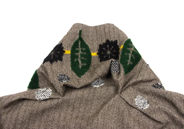 ISSEY MIYAKE me Dot Leaf Embroidery Herringbone Cardigan & Half Pants K-169601_011