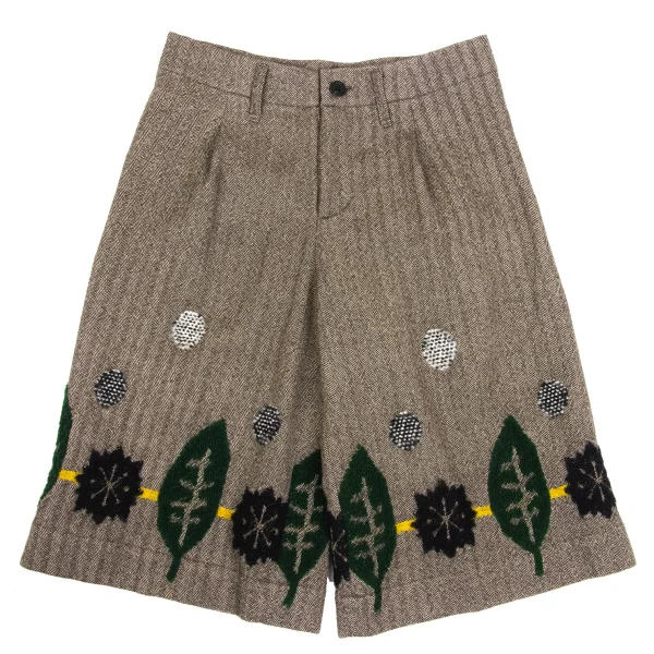 ISSEY MIYAKE me Dot Leaf Embroidery Herringbone Cardigan & Half Pants K-169601_012