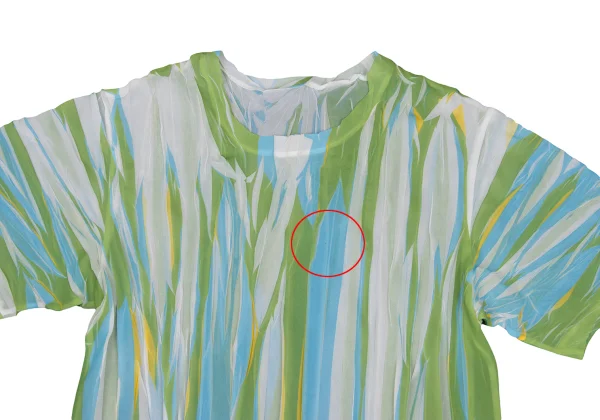 ISSEY MIYAKE Wrinkled Pleats See-through Stripe T-shirt K-169602_002