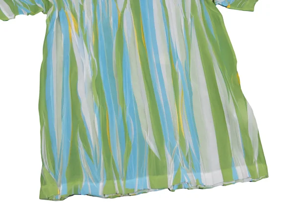 ISSEY MIYAKE Wrinkled Pleats See-through Stripe T-shirt K-169602_006