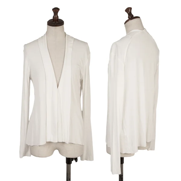 ISSEY MIYAKE Shawl-collar Stretch Cardigan White 2 K-169603_001