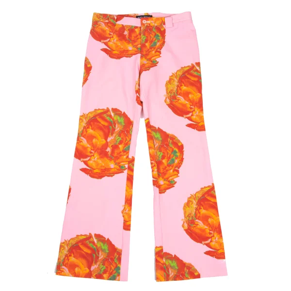 ISSEY MIYAKE Nylon Stretch Flower Print Pants Pink,Orange 1 K-169605_001