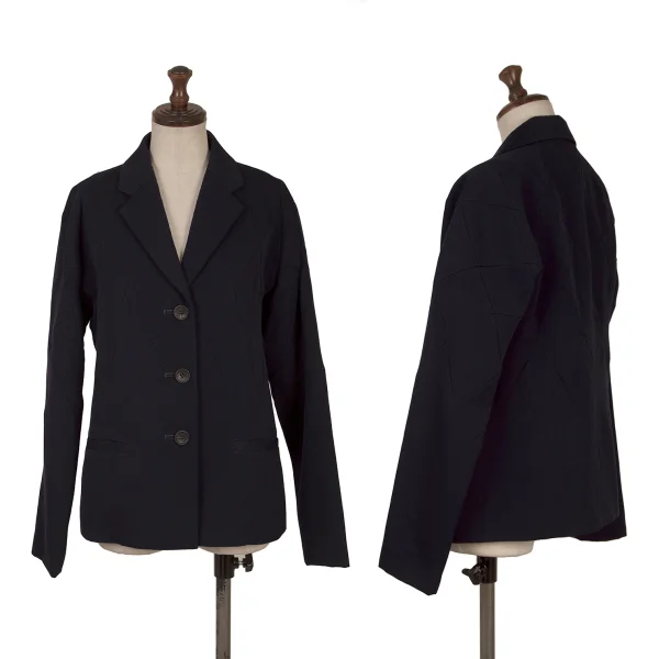 ISSEY MIYAKE Wool Diamond Switching Jacket Navy 2 K-169610_001
