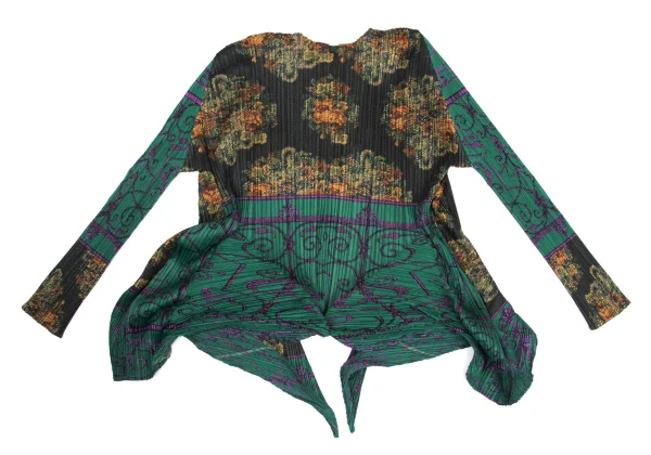 PLEATS PLEASE Graphic Print Wave Buttonless Cardigan K-169611_010